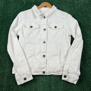 Wrangler Authentics Denim Jean Trucket Jacket Women's Large White Stretch Retro